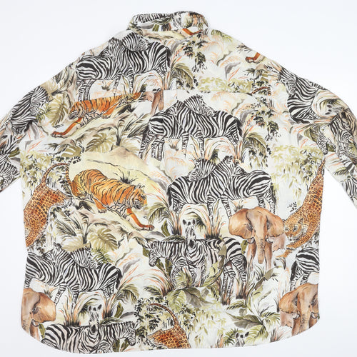 Zara Women's Multicoloured Animal Print Blouse, Size 8