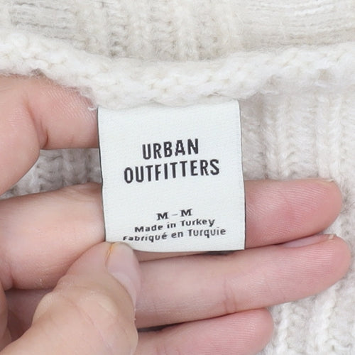 Urban Outfitters Women's Ivory V-Neck Pullover Jumper - M