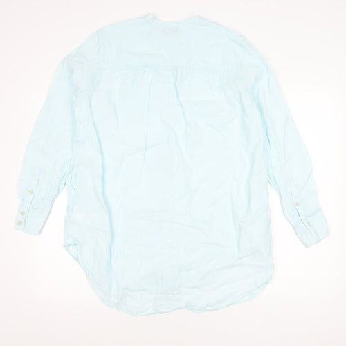 Lands' End Men's Blue Linen Long Sleeve Shirt M