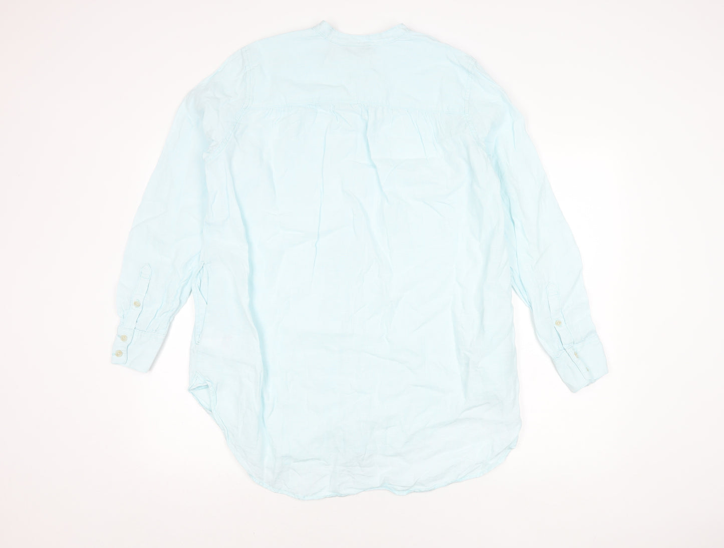 Lands' End Men's Blue Linen Long Sleeve Shirt M