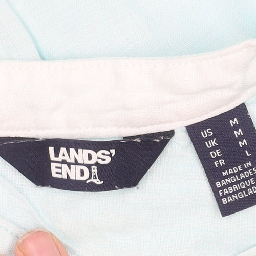 Lands' End Men's Blue Linen Long Sleeve Shirt M