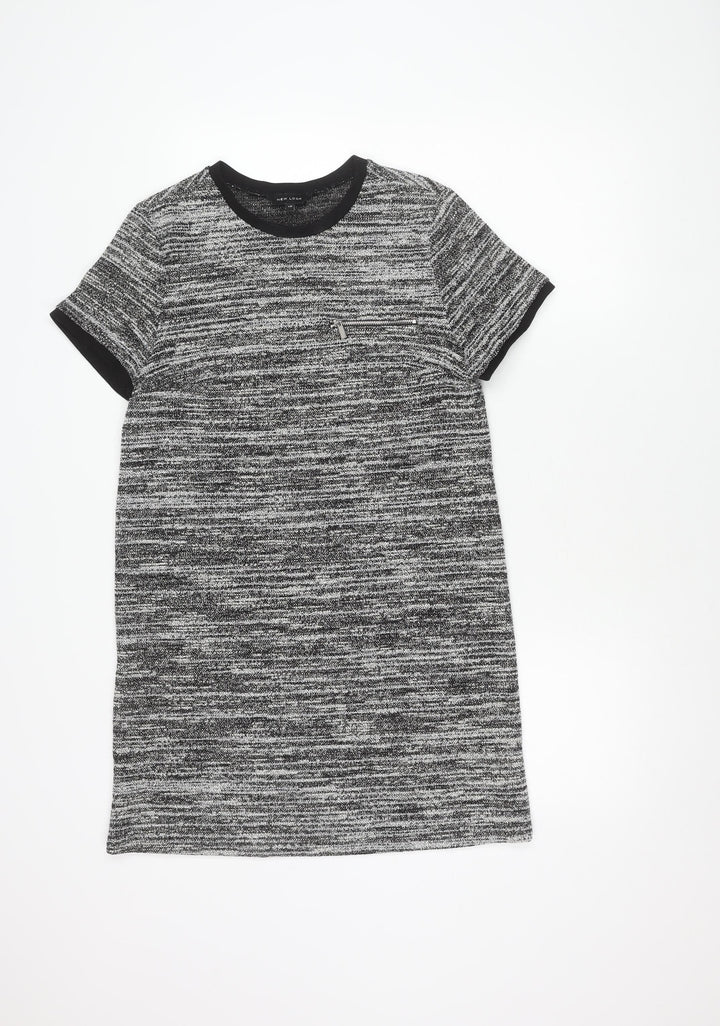 New Look Women's Black Grey Knit Dress Size 12