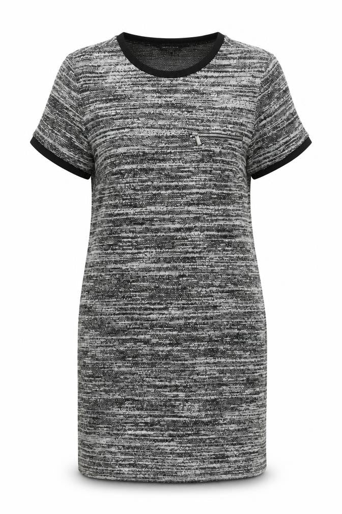 Front view of New Look Women's Black Grey Knit Dress, size 12