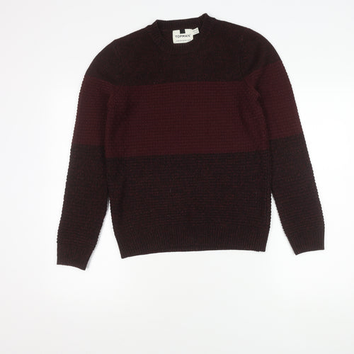 Topman Men's XS Red Pullover Chunky-Knit Jumper