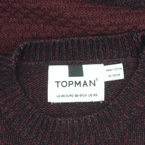 Topman Men's XS Red Pullover Chunky-Knit Jumper