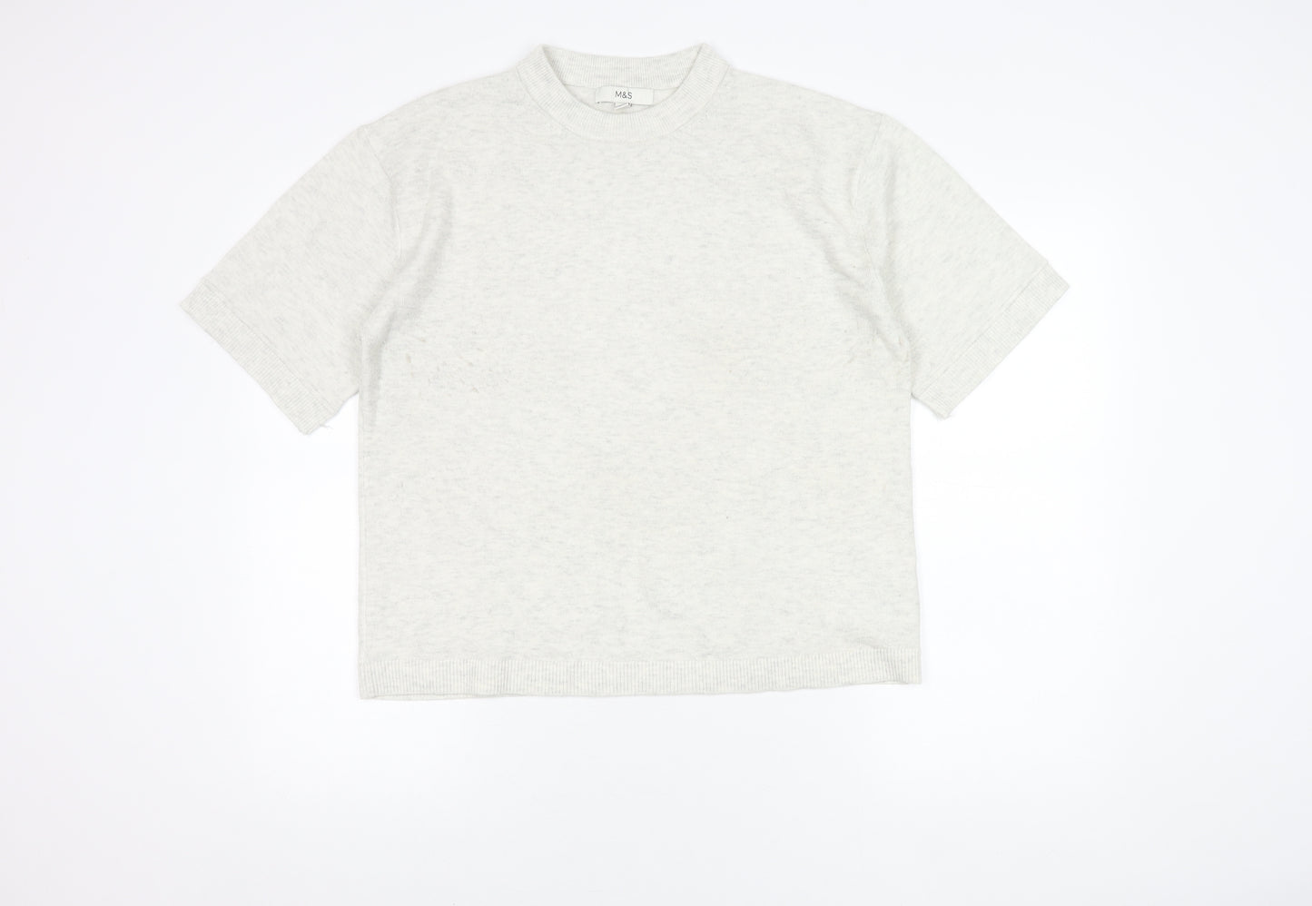 Marks and Spencer Women's White High Neck Knit Top