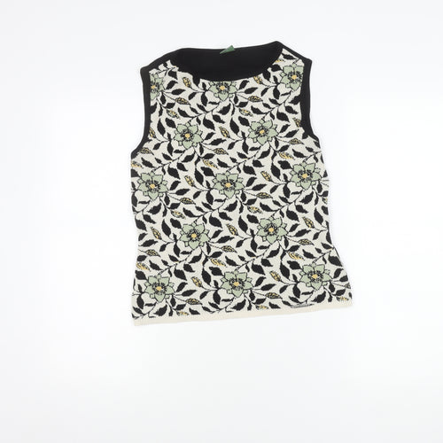 Geiger Women's Black Sleeveless Floral Top Size 12