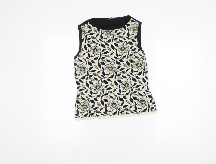 Geiger Women's Black Sleeveless Floral Top Size 12