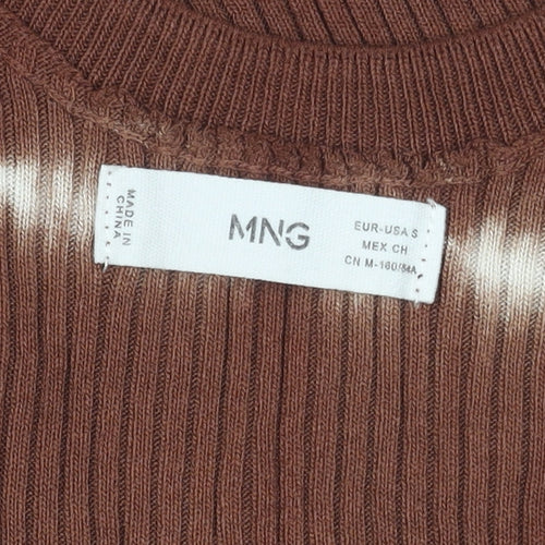 MNG Women Brown Striped Knit Tank Top S