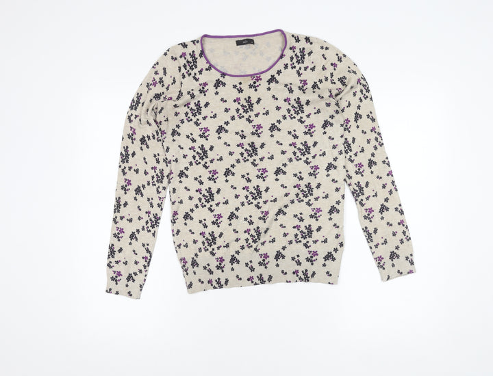 M&Co Women's Beige Floral Pullover Jumper Size 12