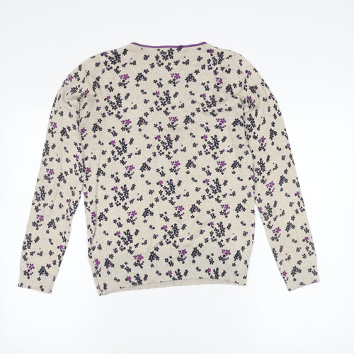 M&Co Women's Beige Floral Pullover Jumper Size 12