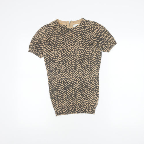 Next Women's Beige Short Sleeve Top UK 6 Cotton Blend