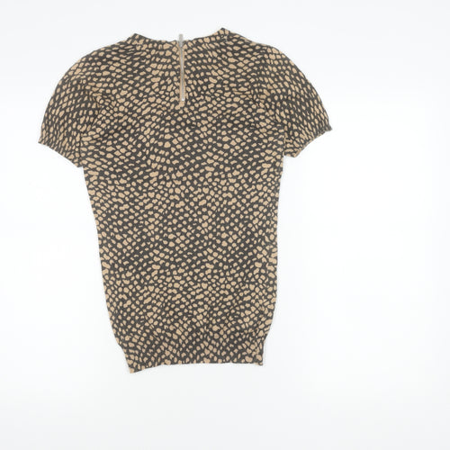 Next Women's Beige Short Sleeve Top UK 6 Cotton Blend