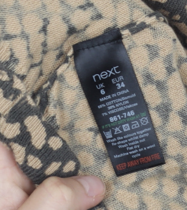 Next Women's Beige Short Sleeve Top UK 6 Cotton Blend