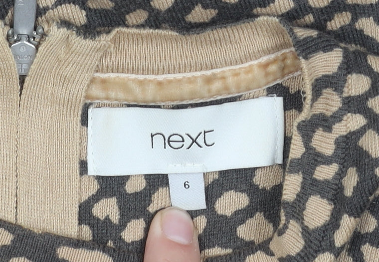 Next Women's Beige Short Sleeve Top UK 6 Cotton Blend