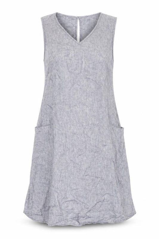 Front view of F&F Women's Grey Linen Viscose Dress, size 14