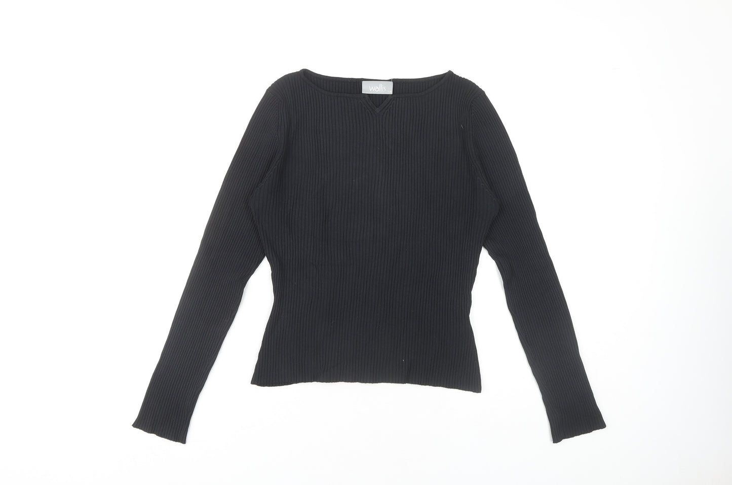 Wallis Women's Black Knit Long Sleeve Top Size 14