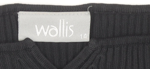 Wallis Women's Black Knit Long Sleeve Top Size 14