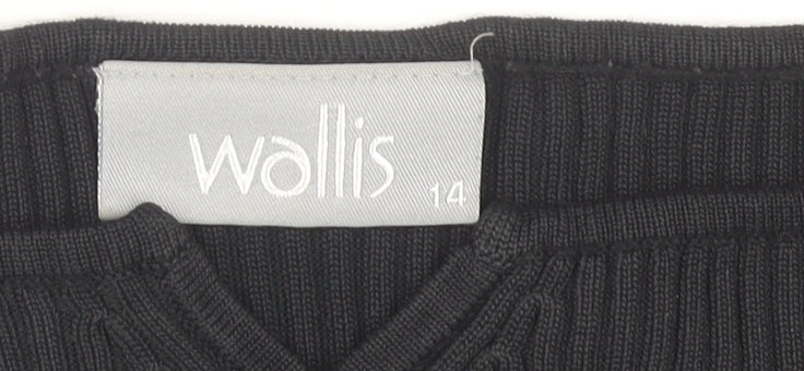 Wallis Women's Black Knit Long Sleeve Top Size 14