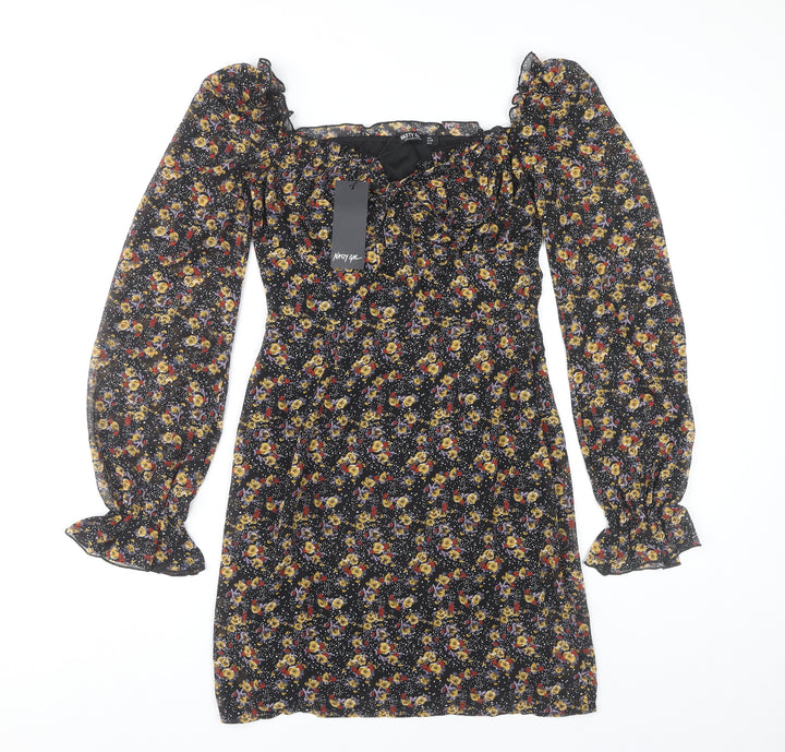 Nasty Gal Women's Floral A-Line Short Dress 8 Multicoloured