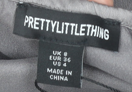 PrettyLittleThing Women's Grey Halter Bodycon Dress Size 8