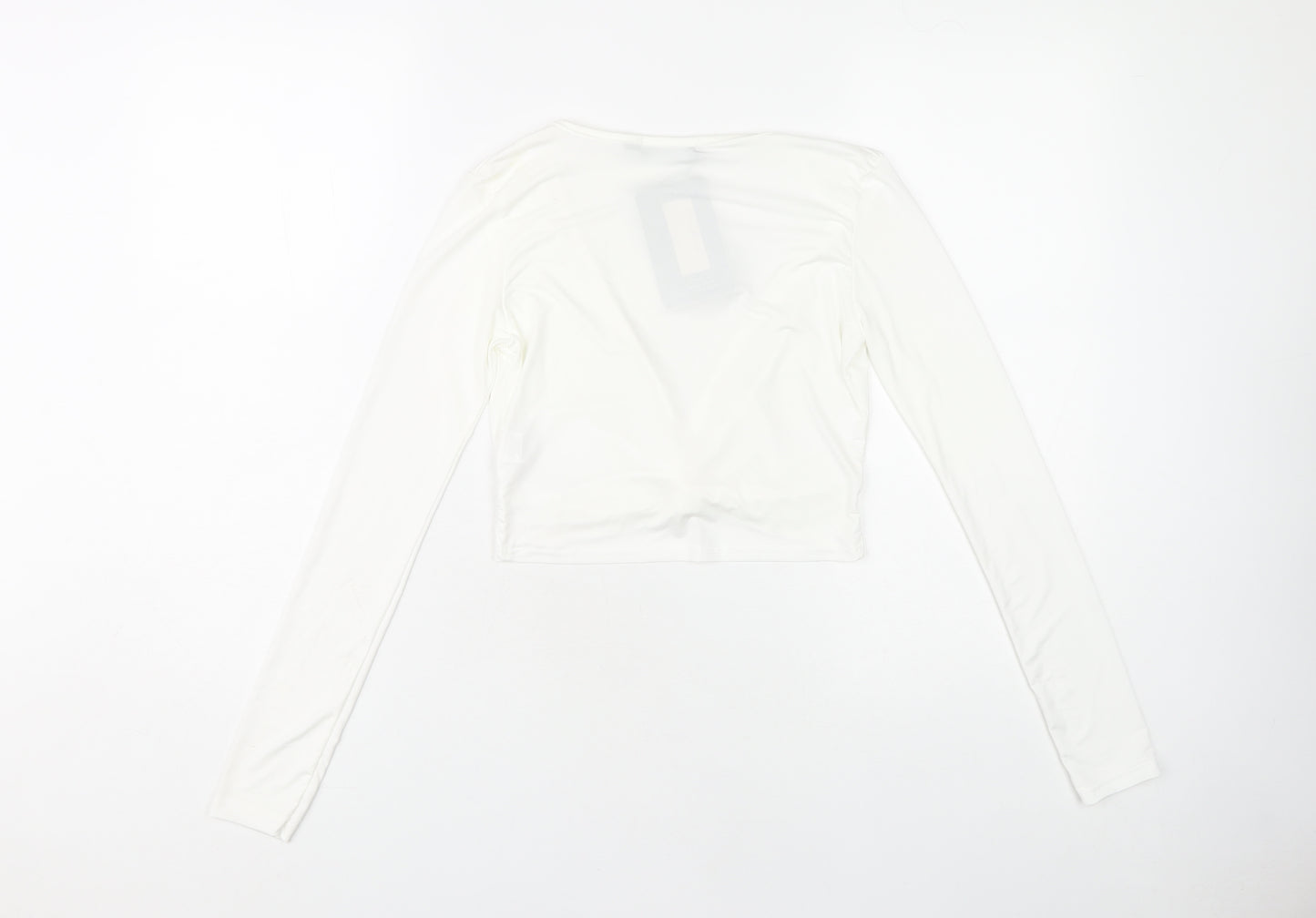 PrettyLittleThing Women's White Wrap Long Sleeve Top Size 8