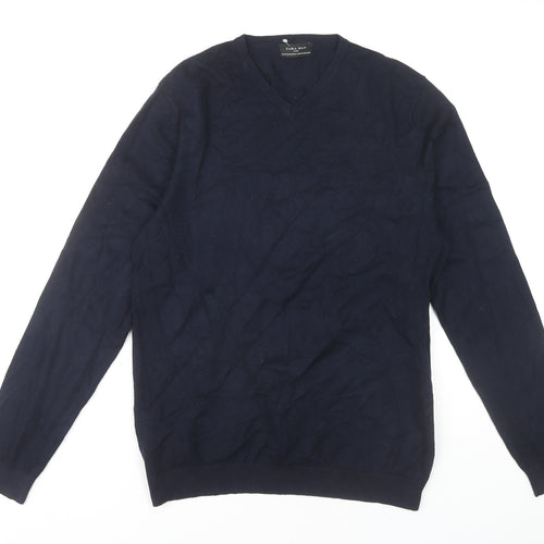 Zara Man Blue Pullover Jumper V-Neck M