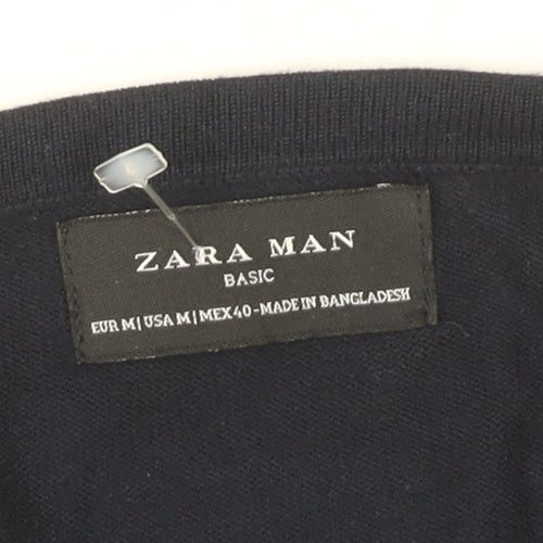 Zara Man Blue Pullover Jumper V-Neck M