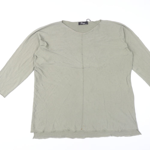 Peruzzi Women's Green Knit Top L - 3/4 Sleeve, Round Neck
