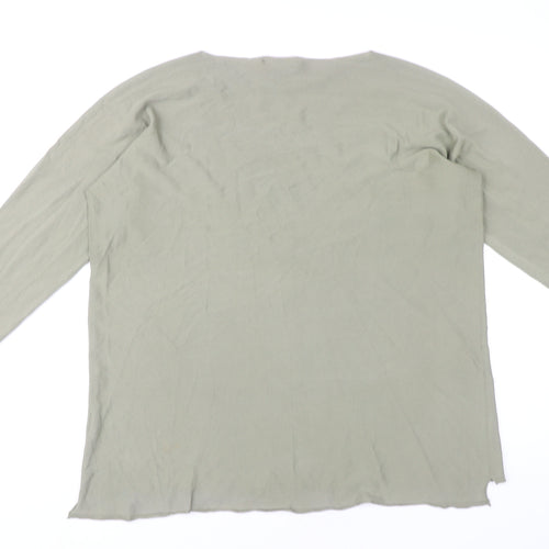 Peruzzi Women's Green Knit Top L - 3/4 Sleeve, Round Neck