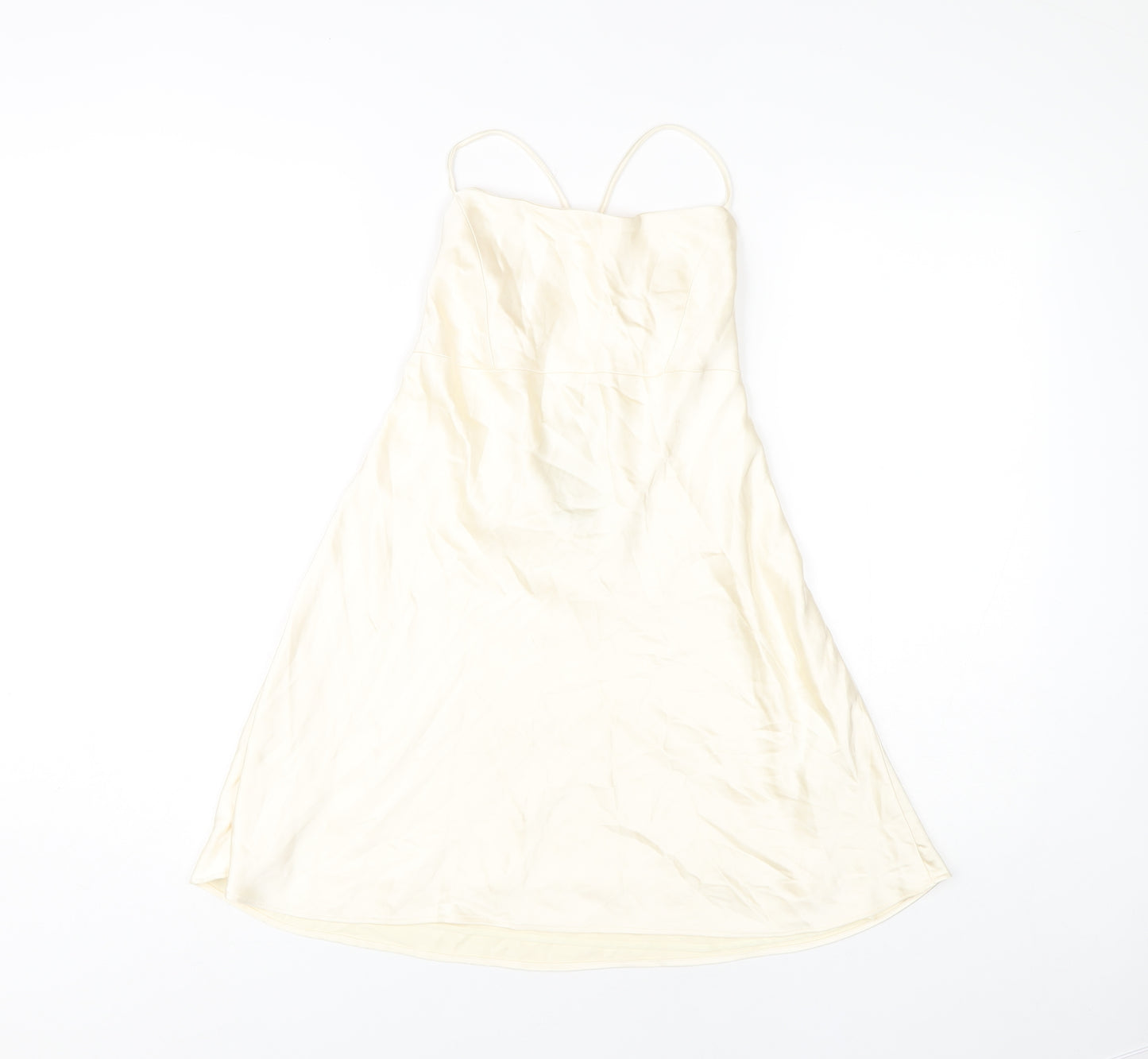 Zara Women's Ivory Slip Dress Size 12 Sleeveless