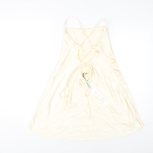 Zara Women's Ivory Slip Dress Size 12 Sleeveless