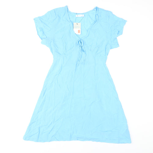 Primark Women's Blue Short Sleeve Dress Size 8