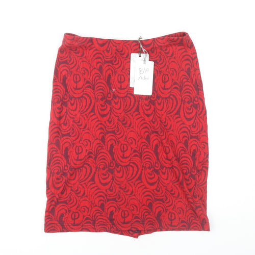 Adini Women's Red Geometric Pencil Skirt Size S