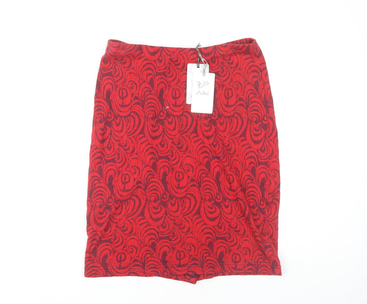 Adini Women's Red Geometric Pencil Skirt Size S