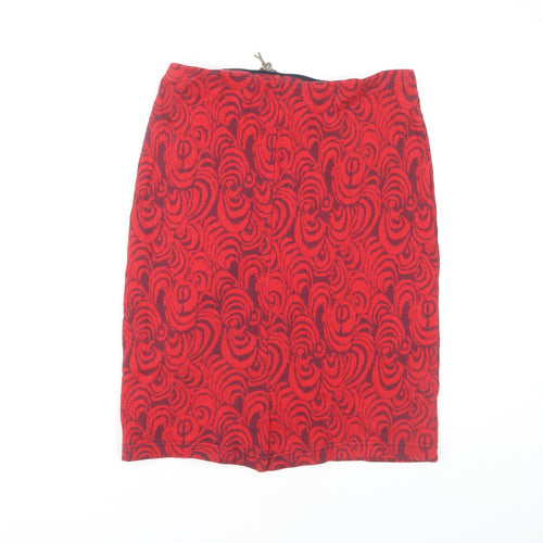 Adini Women's Red Geometric Pencil Skirt Size S
