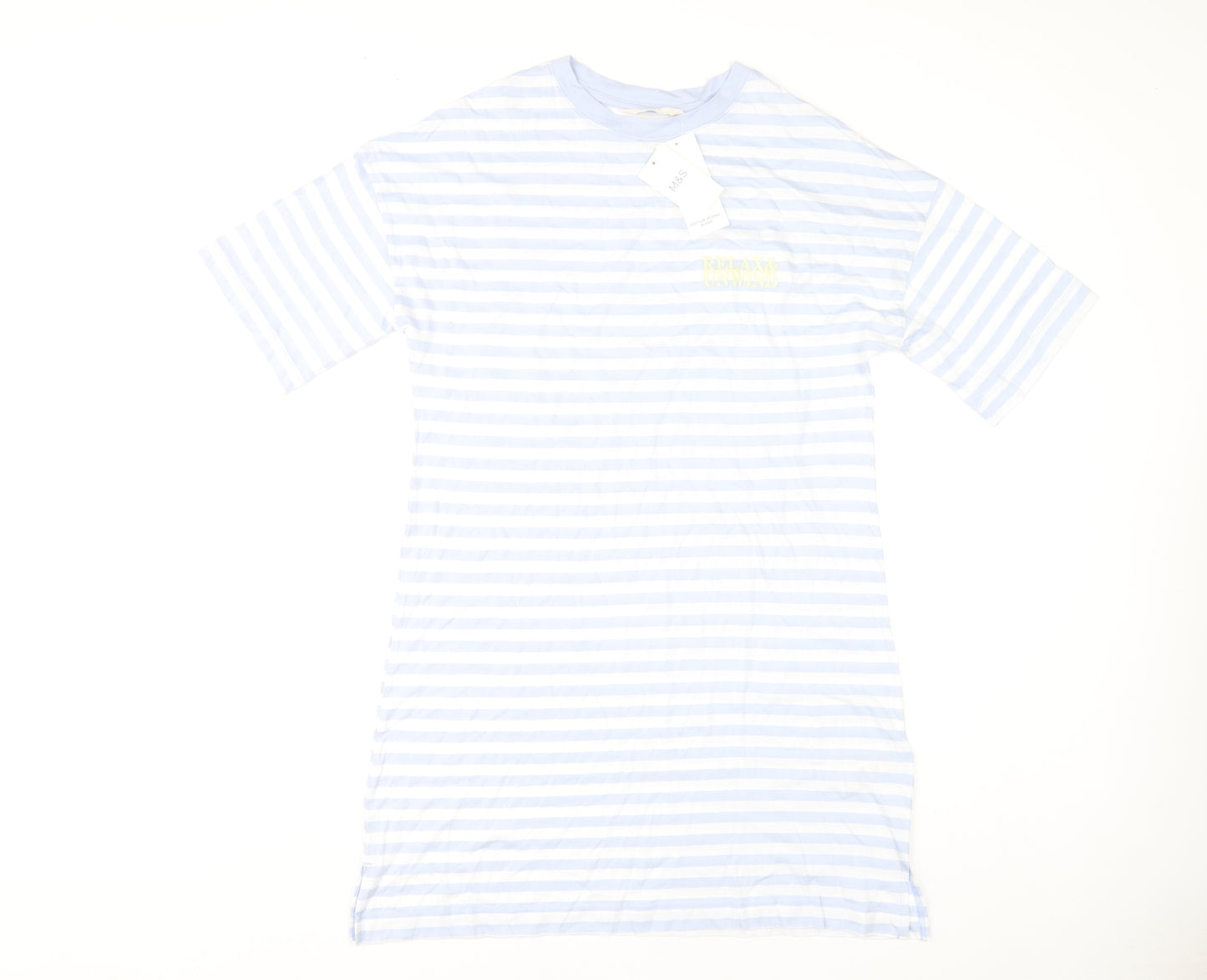 Marks and Spencer Women's Blue Striped Nightshirt S