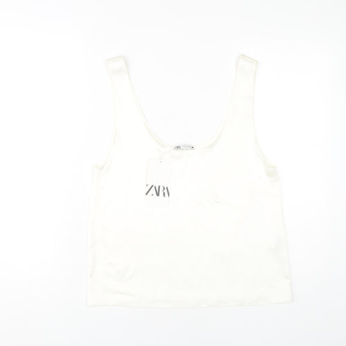 Zara Women's White Tank Top Size 8 Casual Sleeveless