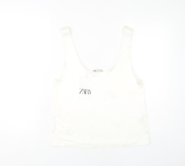 Zara Women's White Tank Top Size 8 Casual Sleeveless
