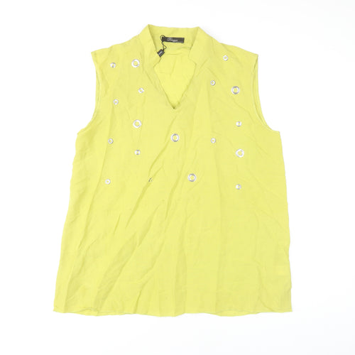 Peruzzi Women’s Green Sleeveless V-Neck Blouse, Size 14