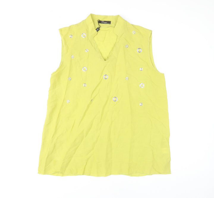 Peruzzi Women’s Green Sleeveless V-Neck Blouse, Size 14