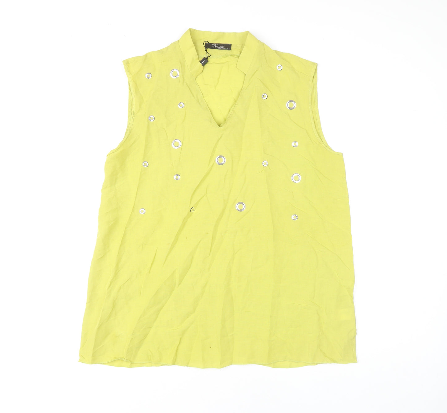 Peruzzi Women’s Green Sleeveless V-Neck Blouse, Size 14