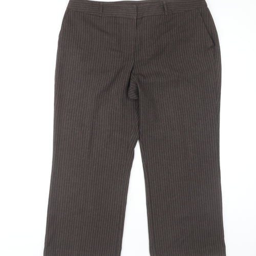 BHS Women's Brown Pinstripe Trousers Size 18 Petites