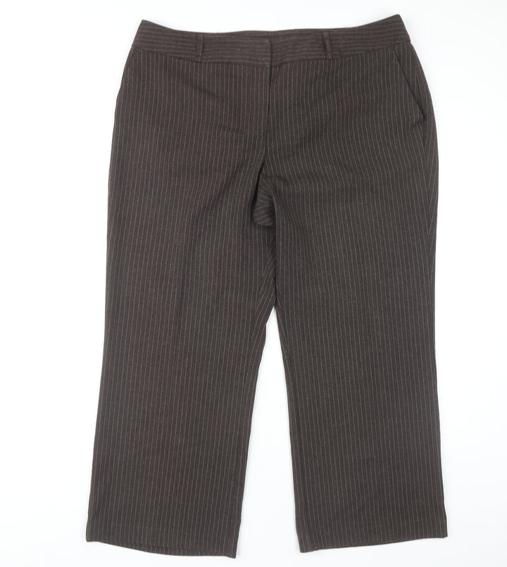 BHS Women's Brown Pinstripe Trousers Size 18 Petites