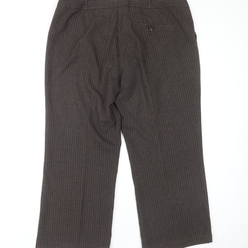 BHS Women's Brown Pinstripe Trousers Size 18 Petites