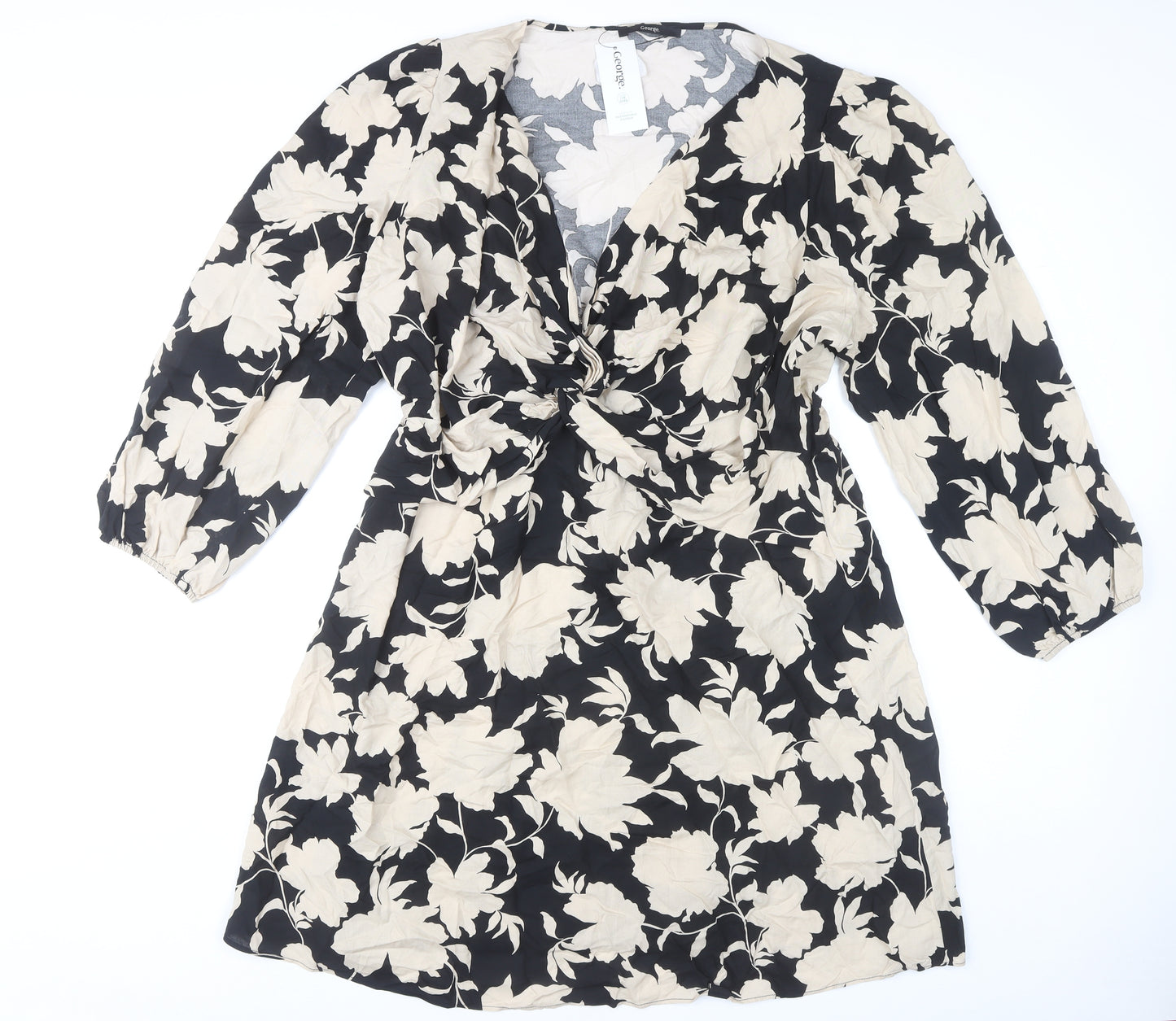 George Women's Black Floral Dress Size 24 Viscose