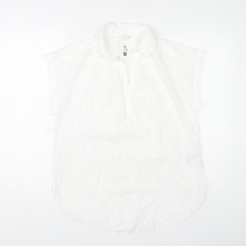 H&M Women's White Sleeveless Blouse - Size 6