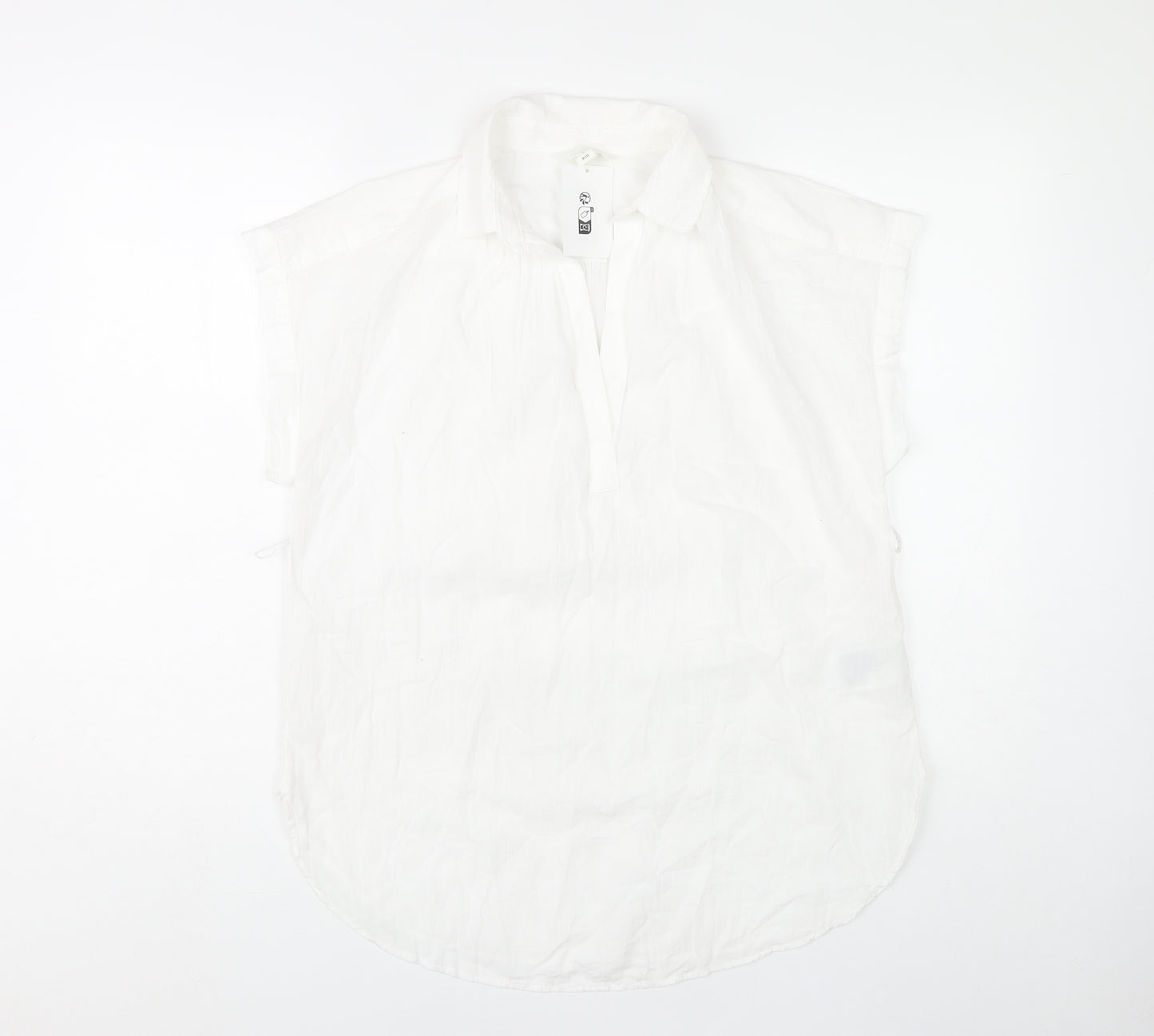 H&M Women's White Sleeveless Blouse - Size 6