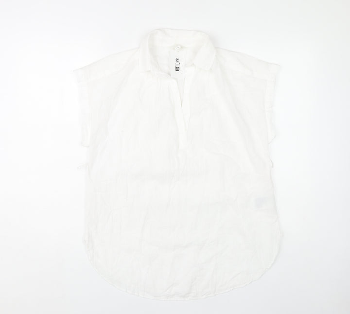 H&M Women's White Sleeveless Blouse - Size 6