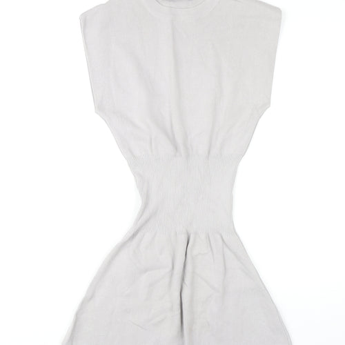 Zara Grey Crew Neck Dress, Size S, Viscose Blend